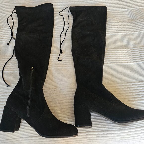 Lulus Tahlia Black Over-the-Knee Boots. Size: 10 - Picture 6 of 8